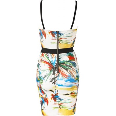 'Aliyah' bandage jurk met tropische print